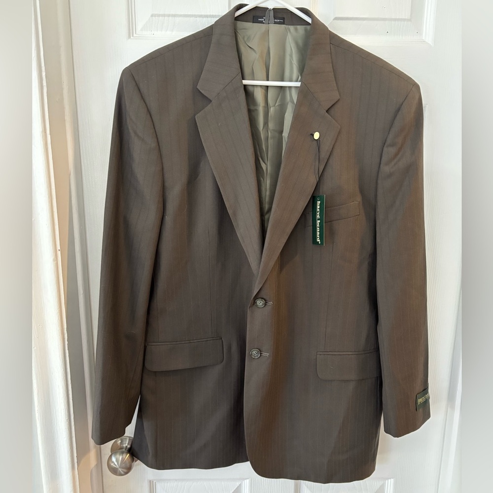 Harve Benard Brown Blazer‎ 100% wool 46r party formal wedding